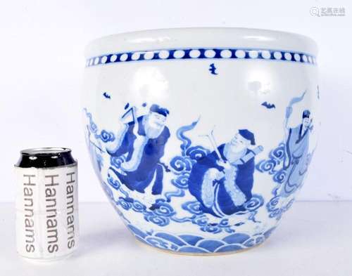 A large Chinese blue and white porcelain jardinière, painted...