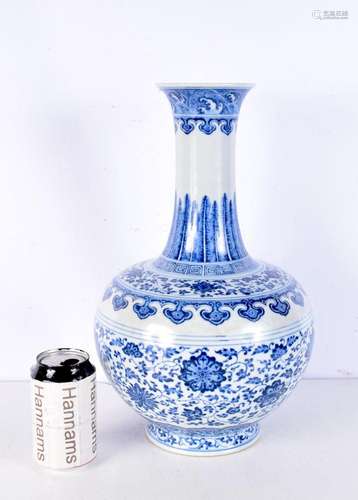 A large Chinese blue and white porcelain vase, decorated wit...