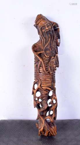 A mid 20th century carved rootwood figure of a bearded male,...