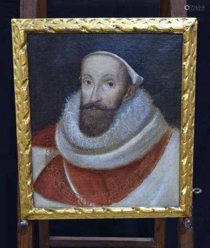 A framed 17th Century oil on canvas, portrait of a male 48 x...