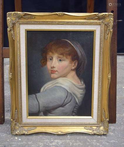 A framed 19th Century oil on canvas of a female