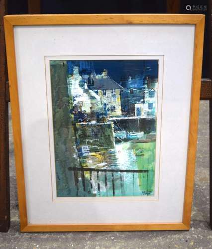 Mike Bernard (British) Framed mixed media entitled "Har...