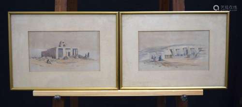 A pair of framed water colours depicting North African deser...