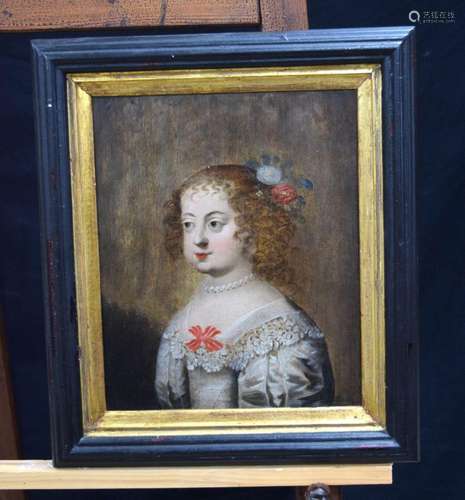 A 19th Century oil on board of a young female 31 .5 x 26 cm....