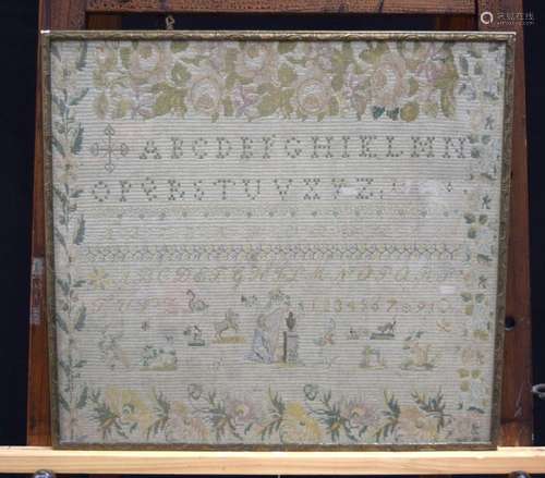 A 19th Century framed sampler 39 x 43 cm.