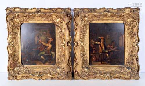 A pair of framed 19th Century oil on copper plate depicting ...