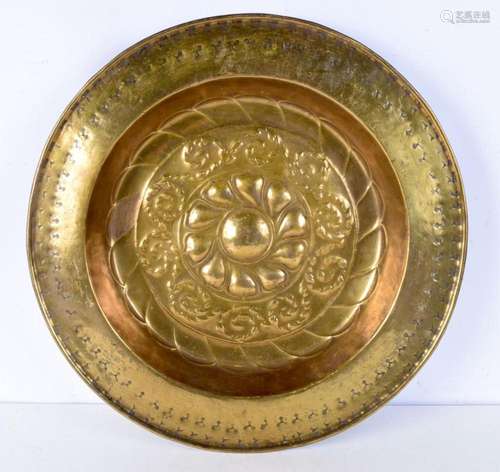 A large 18th Century Continental brass Alms dish 6 x 50 cm.