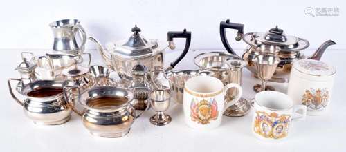 A collection of silver plated wares together with commerativ...