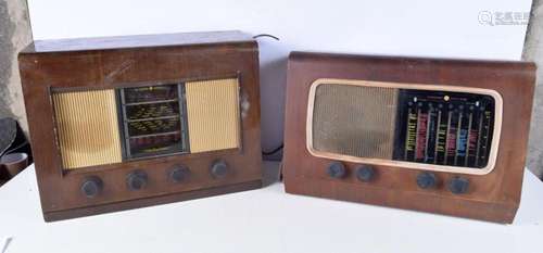 A large vintage cased Bush radio together with a vintage Pye...