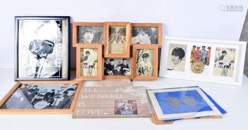 A collection of The Beatles framed photographs and artwork. ...