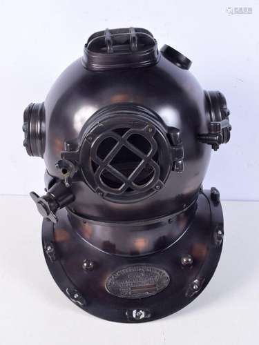 A contemporary bronzed effect divers helmet. 42 x 40 x 33cm.