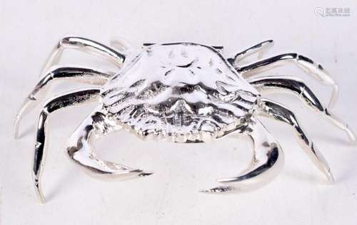 Silver plated crab salt pot. 12cm.