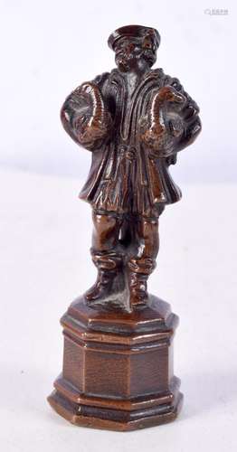 An Italian Bronze Figure of a Duck Seller. 9.2cm x3.3cm x 3....