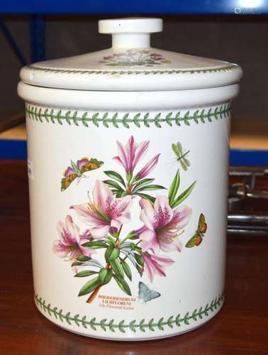 A Portmerrion Botanic Garden Pattern Bread Bin decorated wit...