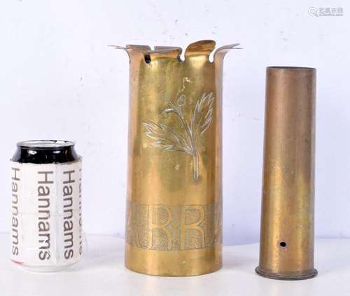 WW1 trench art shell Battle of Arras together with a small s...