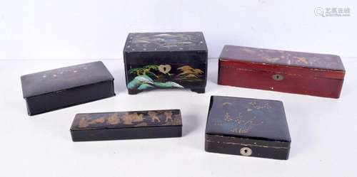 A collection of Chinese and Japanese lacquered boxes largest...