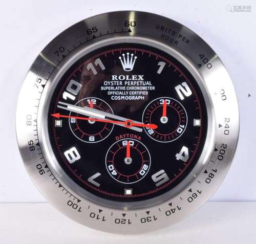 A Contemporary Rolex dealership style wall clock 34 cm