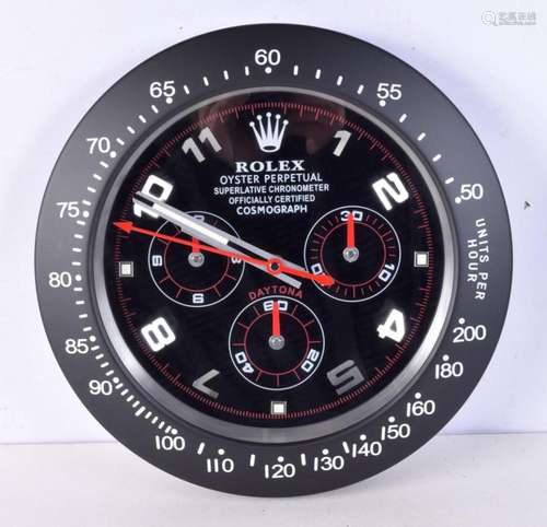 A Contemporary Rolex dealership style wall clock 34 cm