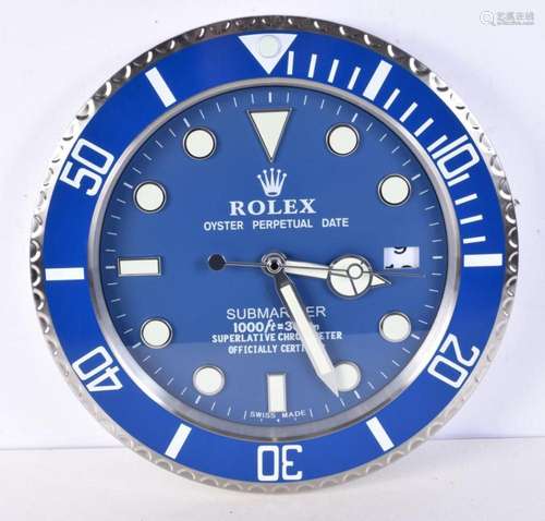 A Contemporary Rolex dealership style wall clock 34 cm