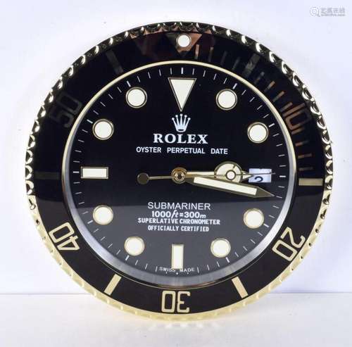 A Contemporary Rolex dealership style wall clock 34 cm