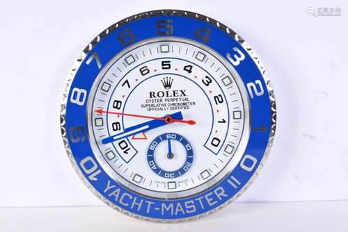 A Contemporary Rolex dealership style wall clock 34 cm