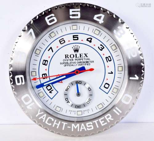 A Contemporary Rolex dealership style wall clock 34 cm