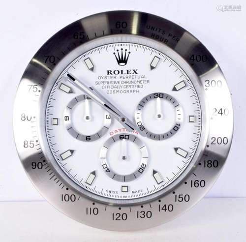 A Contemporary Rolex dealership style wall clock 34 cm