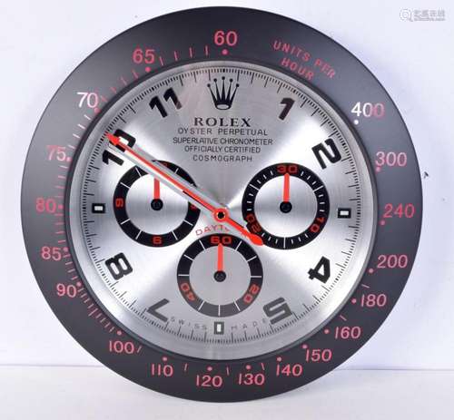 A Contemporary Rolex dealership style wall clock 34 cm