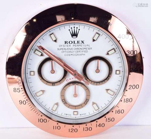 A Contemporary Rolex dealership style wall clock 34 cm