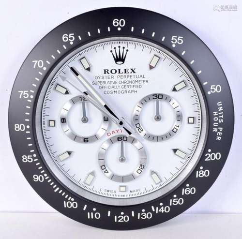 A Contemporary Rolex dealership style wall clock 34 cm