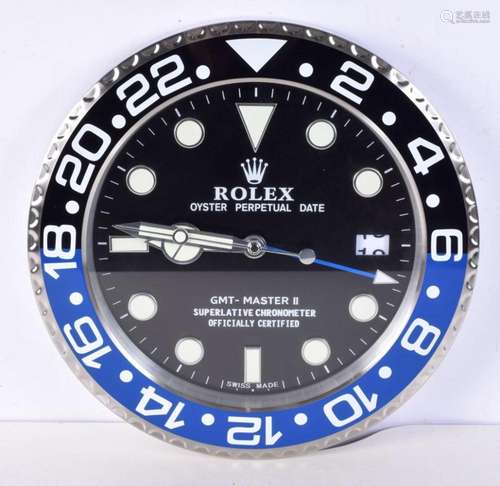 A Contemporary Rolex dealership style wall clock 34 cm