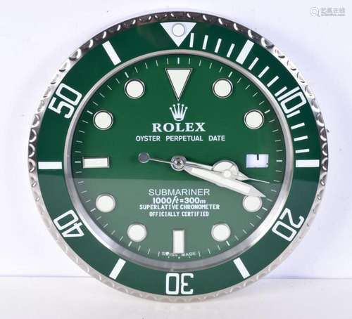 A Contemporary Rolex dealership style wall clock 34 cm