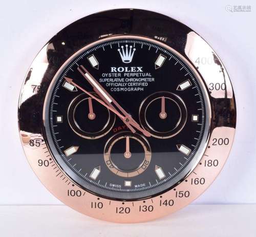 A Contemporary Rolex dealership style wall clock 34 cm