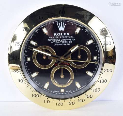 A Contemporary Rolex dealership style wall clock 34 cm