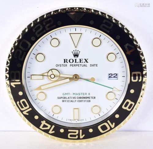 A Contemporary Rolex dealership style wall clock 34 cm