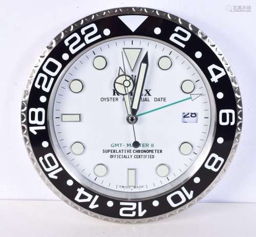 A Contemporary Rolex dealership style wall clock 34 cm