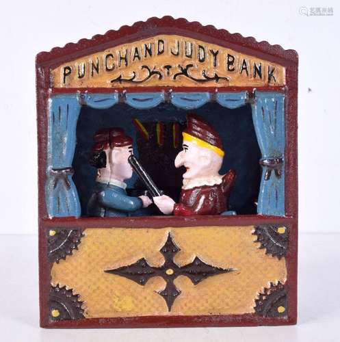 A contemporary cast iron Punch and Judy money box 18 x 15 x ...