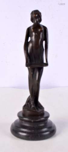 A bronze Art Nouveau style female set on a plinth 19 cm.