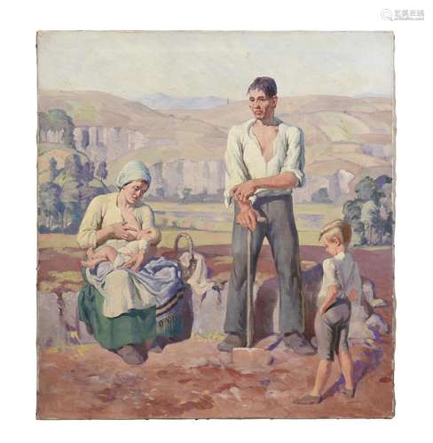 λ HAROLD DEARDEN (BRITISH 1888-1962), A FARMER AND HIS FAMIL...