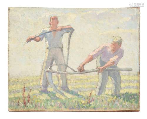 λ HAROLD DEARDEN (BRITISH 1888-1962), STUDY OF TWO MEN SCYTH...