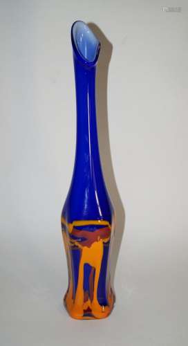 Blaue Glasvase, Murano um 1980