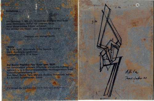 Einladungskarte zur Ausstellung von 1977 in Köln, Paul Sutte...