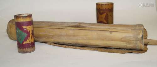 Bambus-Instrumente, -Behälter und Malerei, Indonesien