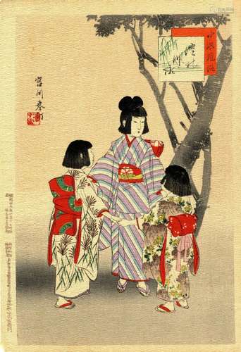 Shuntei, Miyakawa 1873-1914 Shirimen (25 x 17 cm, dat. 1896)