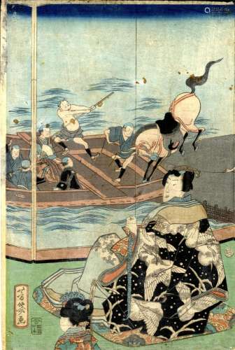 Yoshiiku, Utagawa 1833-1904 Genjie (Oban von einem Mehrblatt...