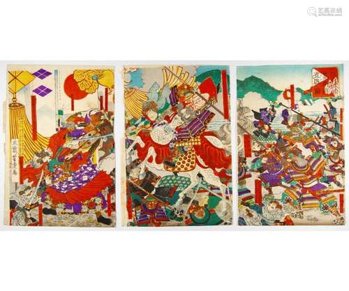 Yoshitora, Battle, Original Japanese Woodblock Print