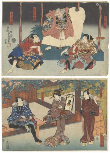 Toyokuni III, Set of 2, Original Japanese Woodblock Print