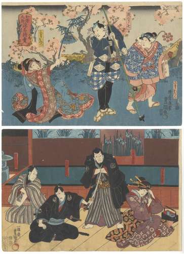 Toyokuni III, Kabuki Play, Original Japanese Woodblock Print