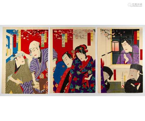 Kunichika, Kimono, Original Japanese Woodblock Print