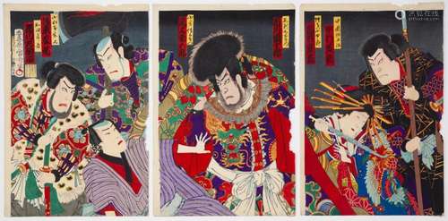 Kunichika, Kabuki Costume, Original Japanese Woodblock Print